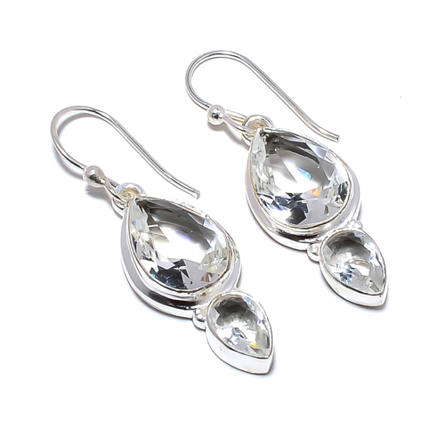 White Topaz Handmade 925 Sterling Silver Jewelry Earring, Gift for her, Silver Jewelry Earring, Elegant Earring, White Gemstone Earring, Drop/Dangle Earring