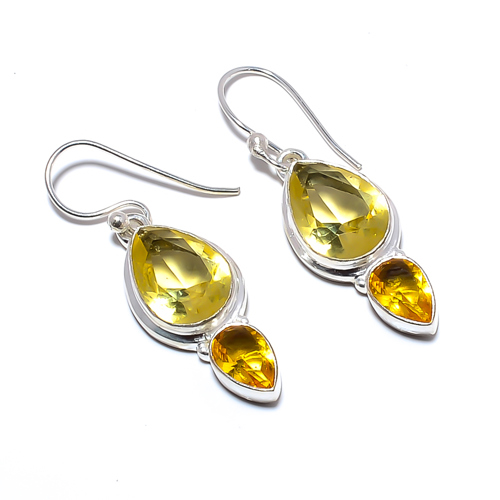 Citrine Handmade 925 Sterling Silver Jewelry Earring 1.56" S1929
