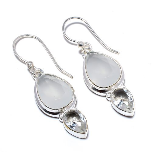 White Topaz Handmade 925 Sterling Silver Jewelry Earring, Gift for her, Silver Jewelry Earring, Elegant Earring, White Gemstone Earring, Drop/Dangle Earring