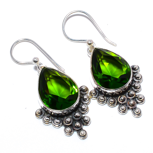 Peridot 925 Sterling Silver Israeli Jewelry Earring, Gift for her, Silver Jewelry Earring, Elegant Earring, Green Gemstone Earring, Drop/Dangle Earring
