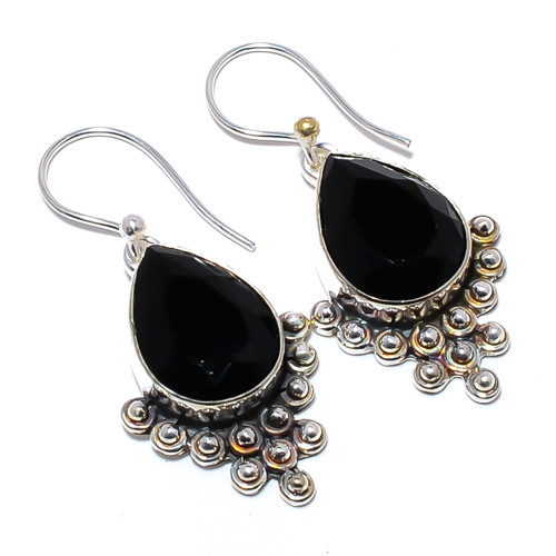 Black Onyx 925 Sterling Silver Israeli Jewelry Earring, Gift for her, Silver Jewelry Earring, Elegant Earring, Black Gemstone Earring, Drop/Dangle Earring