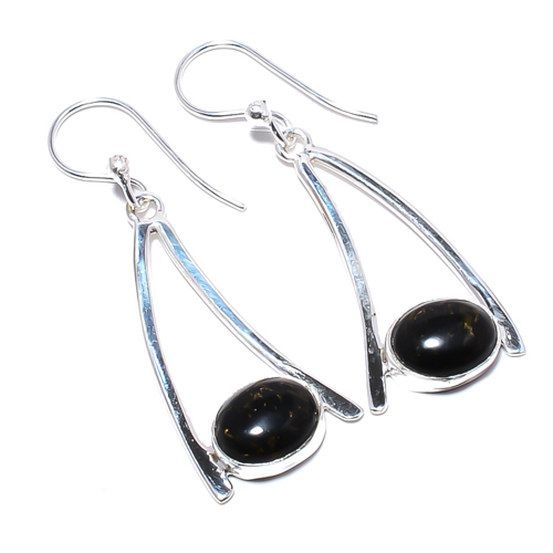 Copper Black Turquoise 925 Sterling Silver Earring, Gift for her, Silver Jewelry Earring, Elegant Earring, Black Gemstone Earring, Drop/Dangle Earring
