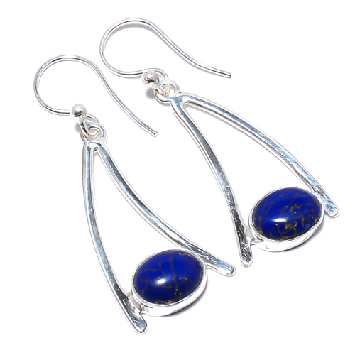 Copper Blue Turquoise 925 Sterling Silver Earring, Gift for her, Silver Jewelry Earring, Elegant Earring, Blue Gemstone Earring, Drop/Dangle Earring