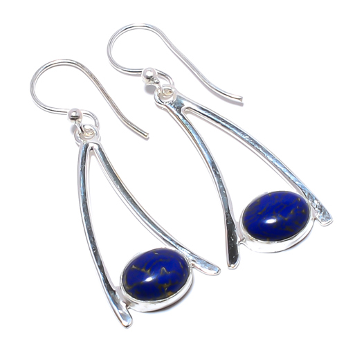 Copper Blue Turquoise 925 Sterling Silver Earring, Gift for her, Silver Jewelry Earring, Elegant Earring, Blue Gemstone Earring, Drop/Dangle Earring