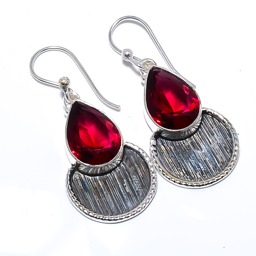 Rubellite Pink Tourmaline 925 Silver Israeli Earring, Gift for her, Silver Jewelry Earring, Elegant Earring, Pink Gemstone Earring, Drop/Dangle Earring