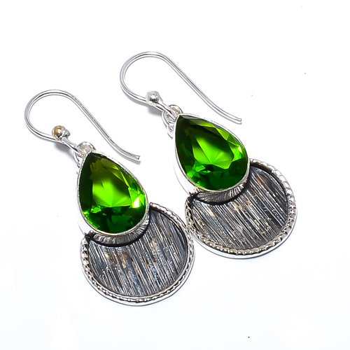Peridot 925 Sterling Silver Israeli Jewelry Earring, Gift for her, Silver Jewelry Earring, Elegant Earring, Green Gemstone Earring, Drop/Dangle Earring
