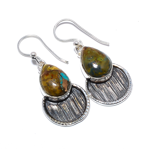 Copper Turquoise - Pilot Mountain Mines 925 Sterling Silver Earring, Gift for her, Silver Jewelry Earring, Elegant Earring, Blue Gemstone Earring, Drop/Dangle Earring