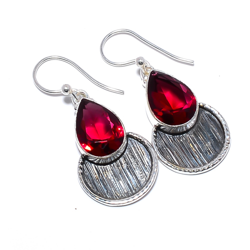 Pink Tourmaline 925 Sterling Silver Israeli Earring, Gift for her, Silver Jewelry Earring, Elegant Earring, Pink Gemstone Earring, Drop/Dangle Earring