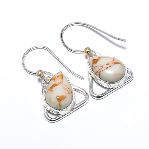 Copper White Turquoise 925 Sterling Silver Earring 1.17" M1440