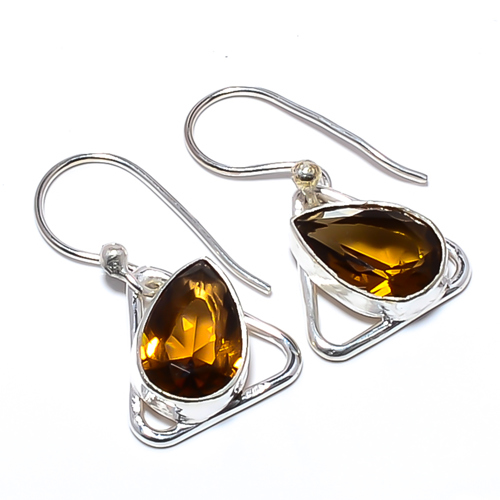 Smoky Quartz Handmade 925 Sterling Silver Earring 1.17" S2733