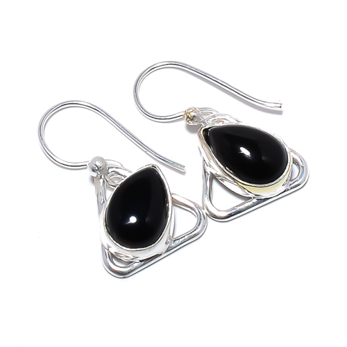 Black Onyx - Brazil Handmade 925 Sterling Silver Earring, Gift for her, Silver Jewelry Earring, Elegant Earring, Black Gemstone Earring, Drop/Dangle Earring