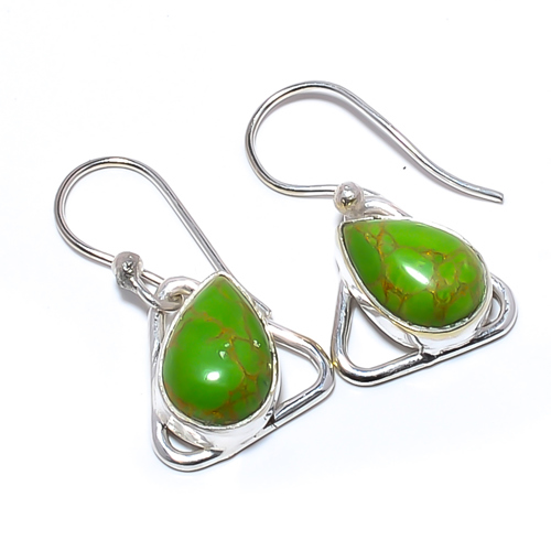 Copper Green Turquoise 925 Sterling Silver Earring 1.17" T2737