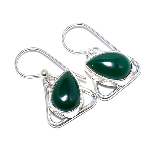 Malachite - Congo Handmade 925 Sterling Silver Earring, Gift for her, Silver Jewelry Earring, Elegant Earring, Green Gemstone Earring, Drop/Dangle Earring