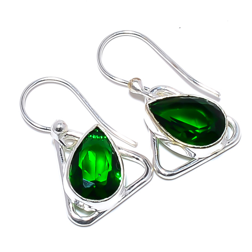 Emerald Quartz Handmade 925 Sterling Silver Earring, Gift for her, Silver Jewelry Earring, Elegant Earring, Green Gemstone Earring, Drop/Dangle Earring