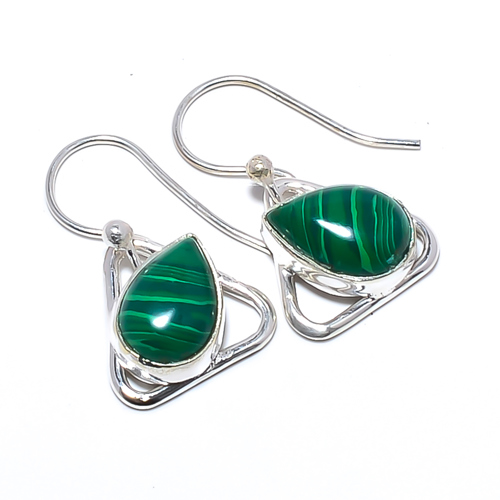 Malachite Handmade 925 Sterling Silver Jewelry Earring, Gift for her, Silver Jewelry Earring, Elegant Earring, Green Gemstone Earring, Drop/Dangle Earring