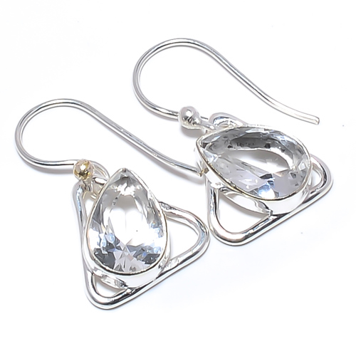 White Topaz Handmade 925 Sterling Silver Earring, Gift for her, Silver Jewelry Earring, Elegant Earring, White Gemstone Earring, Drop/Dangle Earring
