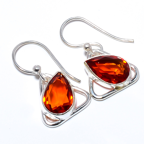 Hessonite Garnet Handmade 925 Sterling Silver Earring, Gift for her, Silver Jewelry Earring, Elegant Earring, Red Gemstone Earring, Drop/Dangle Earring