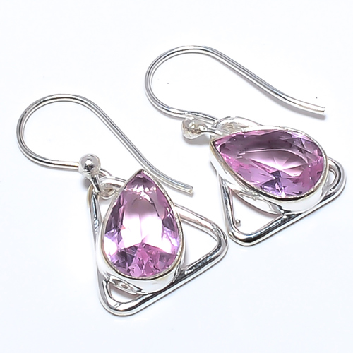 Rose Quartz Handmade 925 Sterling Silver Jewelry Earring 1.17" T2736