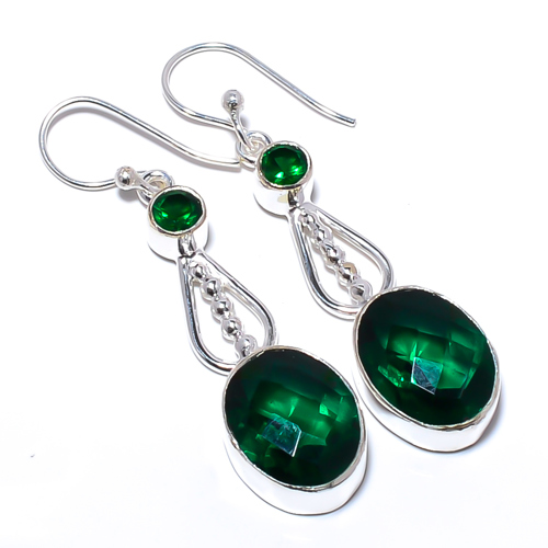 Chrome Diopside 925 Sterling Silver Earring, Gift for her, Silver Jewelry Earring, Elegant Earring, Green Gemstone Earring, Drop/Dangle Earring