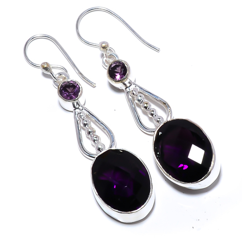 Amethyst Handmade 925 Sterling Silver Earring, Gift for her, Silver Jewelry Earring, Elegant Earring, Purple Gemstone Earring, Drop/Dangle Earring