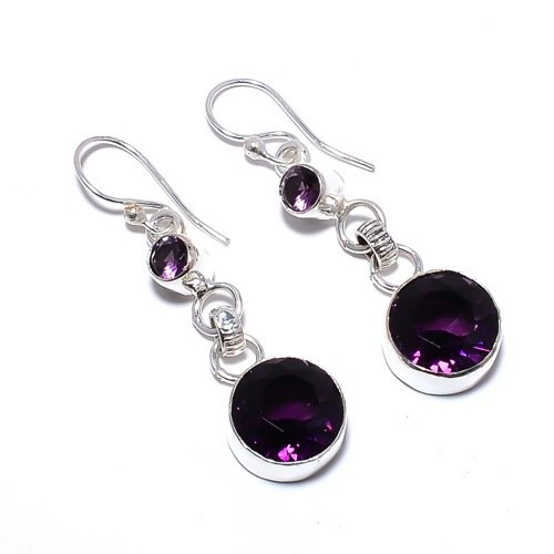 Amethyst Handmade 925 Sterling Silver Earring, Gift for her, Silver Jewelry Earring, Elegant Earring, Purple Gemstone Earring, Drop/Dangle Earring