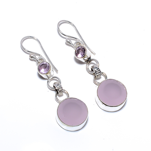 Rose Quartz Handmade 925 Sterling Silver Earring, Gift for her, Silver Jewelry Earring, Elegant Earring, Pink Gemstone Earring, Drop/Dangle Earring