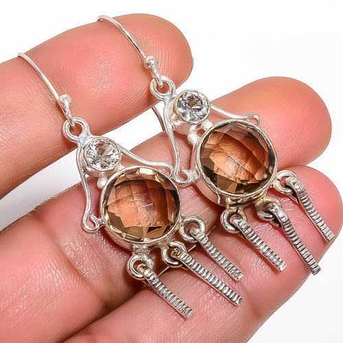 Smoky Quartz Handmade 925 Sterling Silver Earring, Gift for her, Silver Jewelry Earring, Elegant Earring, Brown Gemstone Earring, Drop/Dangle Earring