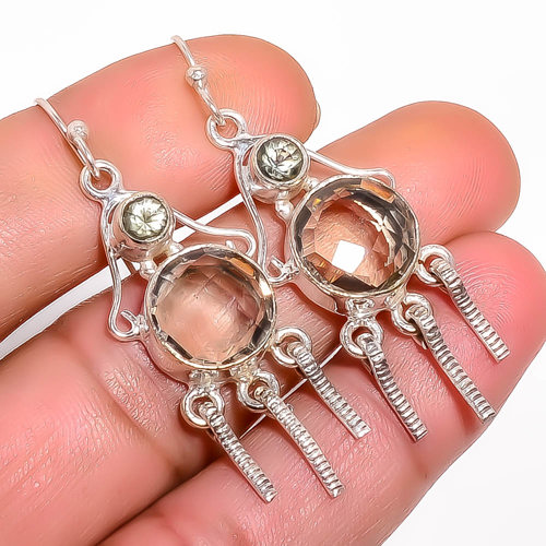 Smoky Quartz Handmade 925 Sterling Silver Earring 2.15" T2714