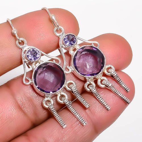 Amethyst Handmade 925 Sterling Silver Earring, Gift for her, Silver Jewelry Earring, Elegant Earring, Purple Gemstone Earring, Drop/Dangle Earring
