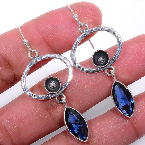 Blue Sapphire 925 Sterling Silver Jewelry Earring, Drop Dangle Earring, Gift For Her, Marquise Earring, Blue Earring, Silver Jewelry Earring