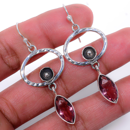 Pink Amethyst 925 Silver Earring, Drop Dangle Earring, Gift For Her, Marquise Earring, Pink Earring, Silver Jewelry Earring