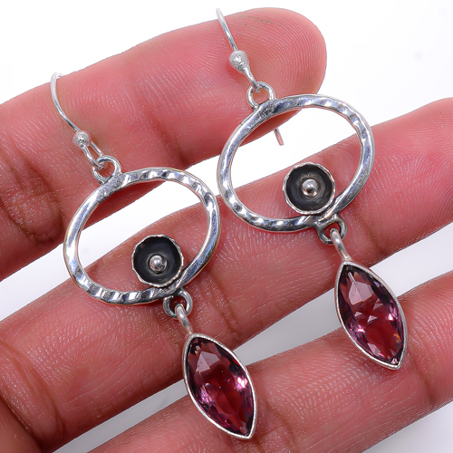 Pink Amethyst 925 Silver Earring, Drop Dangle Earring, Gift For Her, Marquise Earring, Pink Earring, Silver Jewelry Earring
