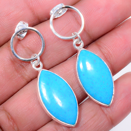 Magnesite Turquoise Handmade 925 Sterling Silver Jewelry Earring, Drop Dangle Earring, Gift For Her, Marquise Earring, Blue Earring, Silver Jewelry Earring