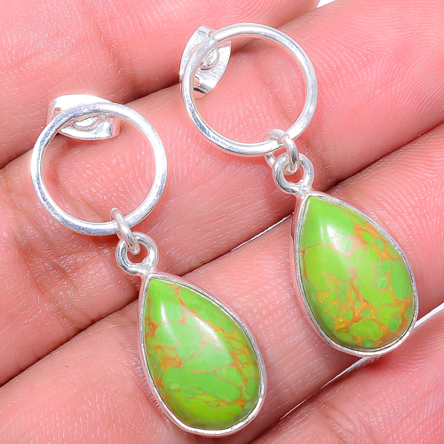Copper Green Turquoise 925 Sterling Silver Jewelry Earring, Drop Dangle Earring, Gift For Her, Pear Earring, Green Earring, Silver Jewelry Earring