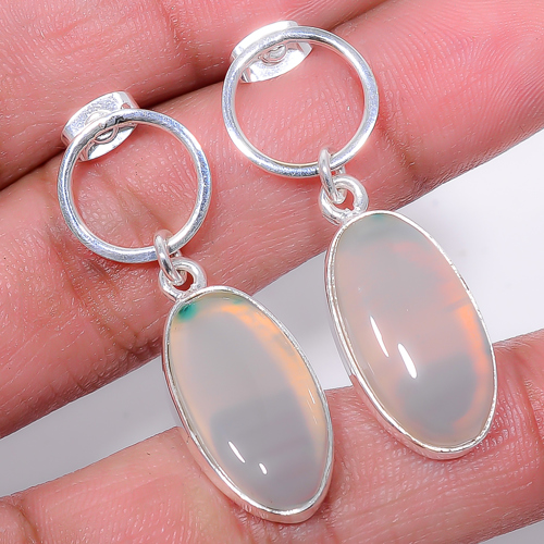 Botswana Agate Handmade 925 Sterling Silver Jewelry Earring, Drop Dangle Earring, Gift For Her, Oval Earring, Brown Earring, Silver Jewelry Earring