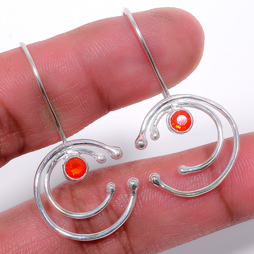 Garnet Handmade 925 Sterling Silver Jewelry Earring, Drop Dangle Earring, Gift For Her, Round Earring, Red Earring, Silver Jewelry Earring