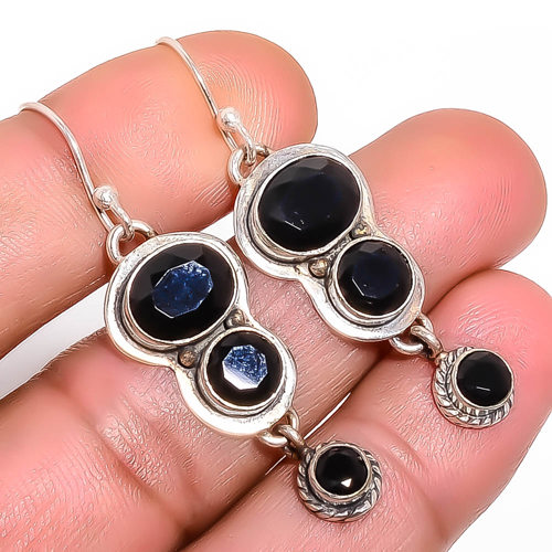 Black Onyx 925 Sterling Silver Jewelry Earring, Drop Dangle Earring, Gift For Her, Oval Earring, Black Earring, Silver Jewelry Earring