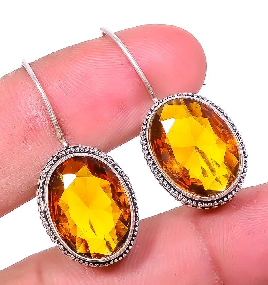 Golden Quartz 925 Sterling Silver Jewelry Earring, Drop Dangle Earring, Gift For Her, Oval Earring, Golden Earring, Silver Jewelry Earring