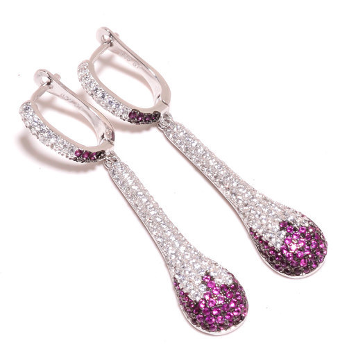 Rhodolite 925 Sterling Silver Jewelry Earring, Drop Dangle Earring, Gift For Her, Round Earring, Pink Earring, Silver Jewelry Earring
