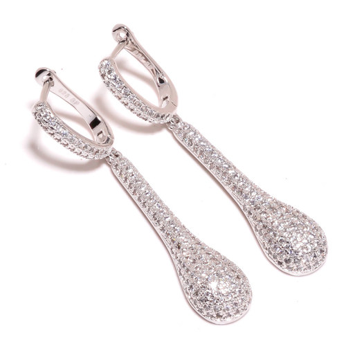 White Topaz 925 Sterling Silver Jewelry Earring, Drop Dangle Earring, Gift For Her, Round Earring, White Earring, Silver Jewelry Earring