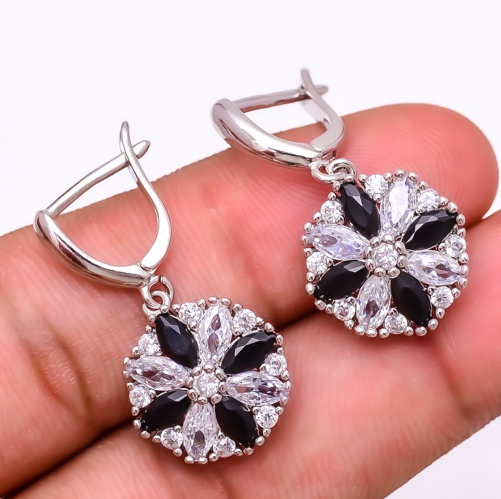 Black Onyx 925 Sterling Silver Earring 1.17" E6217-181