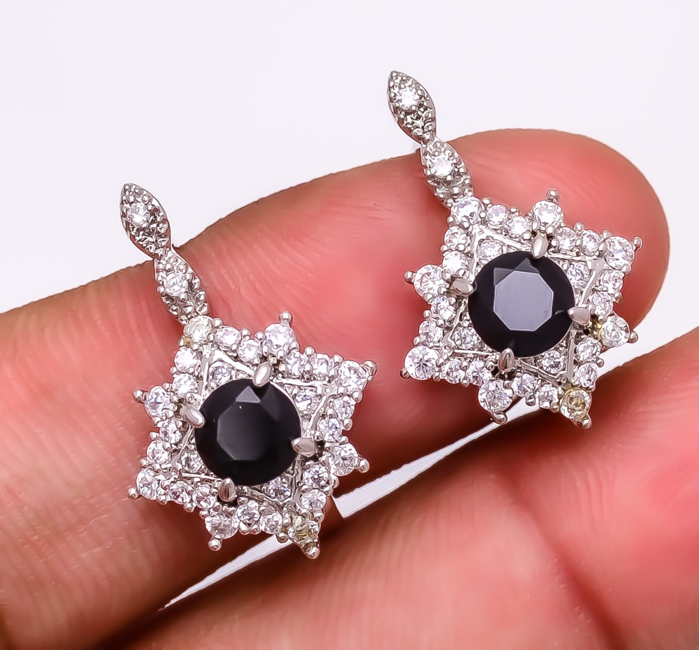Black Onyx 925 Sterling Silver Earring 0.98" E6217-303