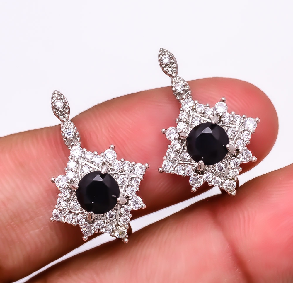 Black Onyx 925 Sterling Silver Earring 0.98" E6217-307