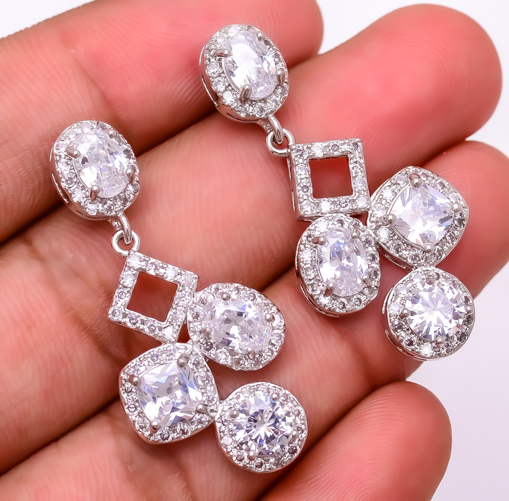 White Topaz 925 Sterling Silver Jewelry Earring 1.56" E6217-325