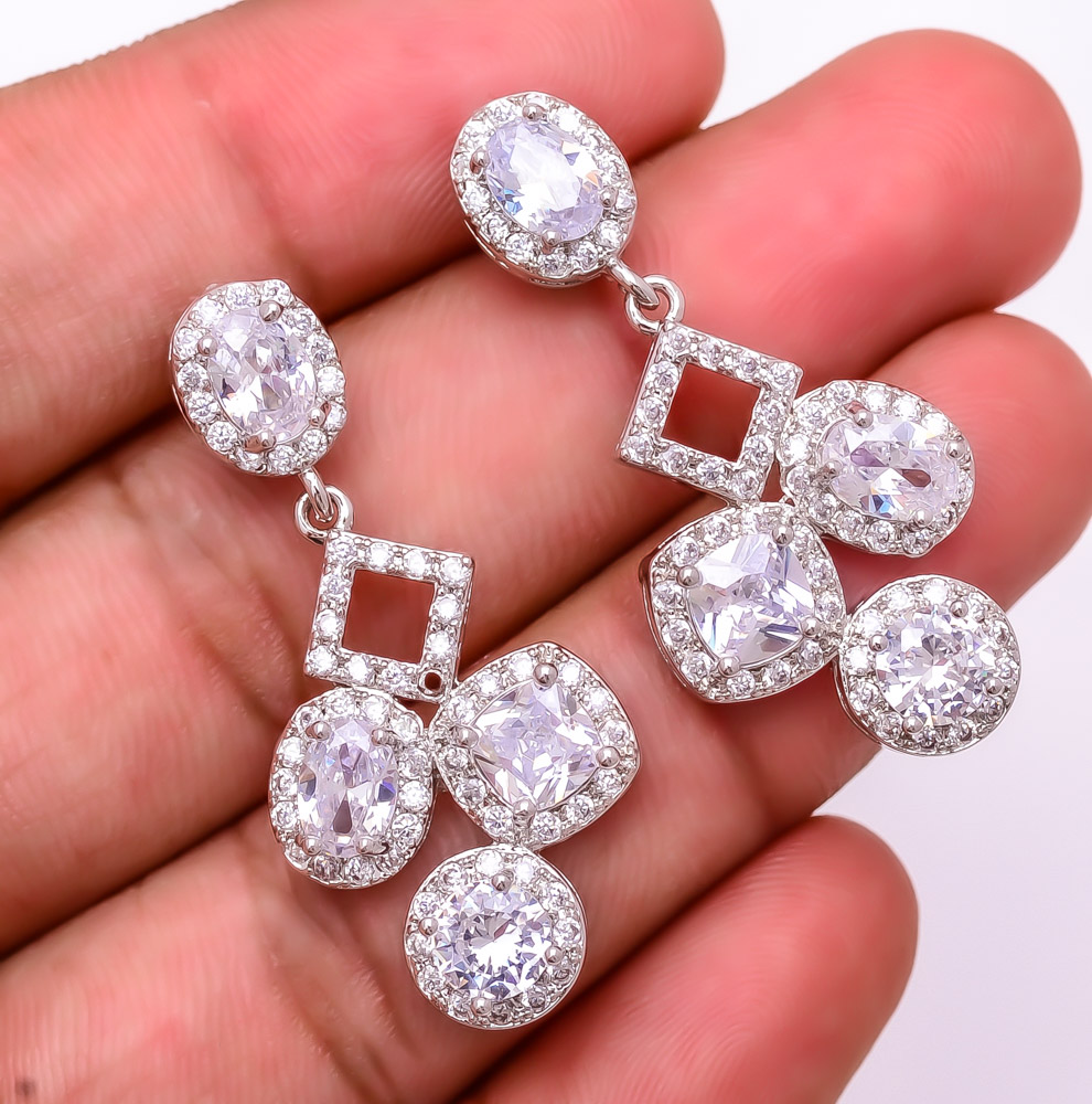White Topaz 925 Sterling Silver Jewelry Earring 1.56" E6217-326