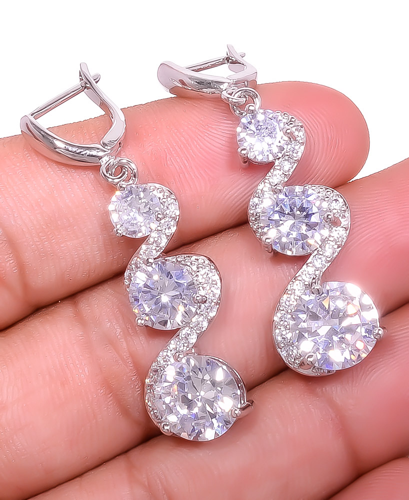 White Topaz 925 Sterling Silver Jewelry Earring 1.79" E6217-368
