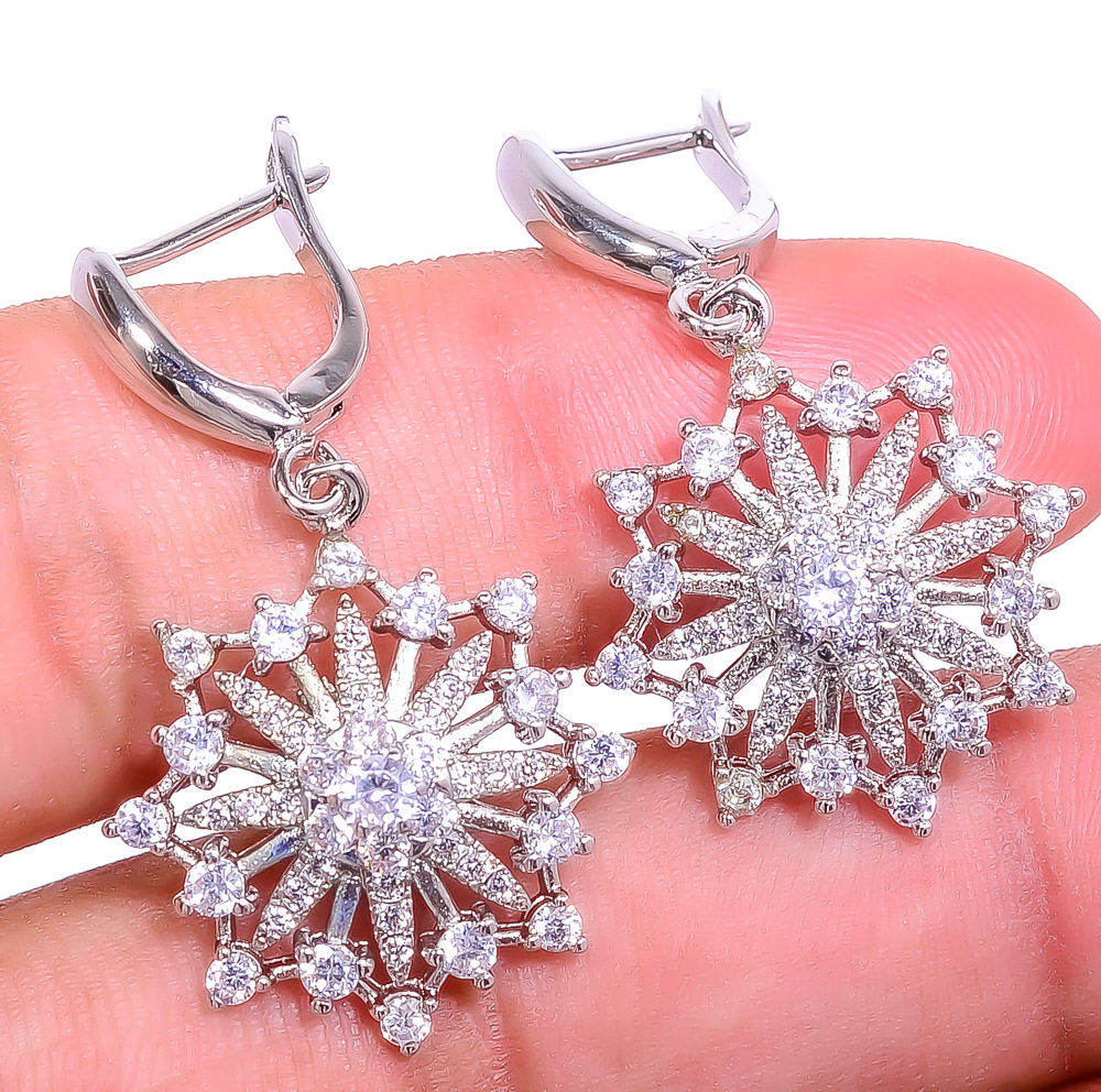 White Topaz 925 Sterling Silver Jewelry Earring 1.37" E6217-381