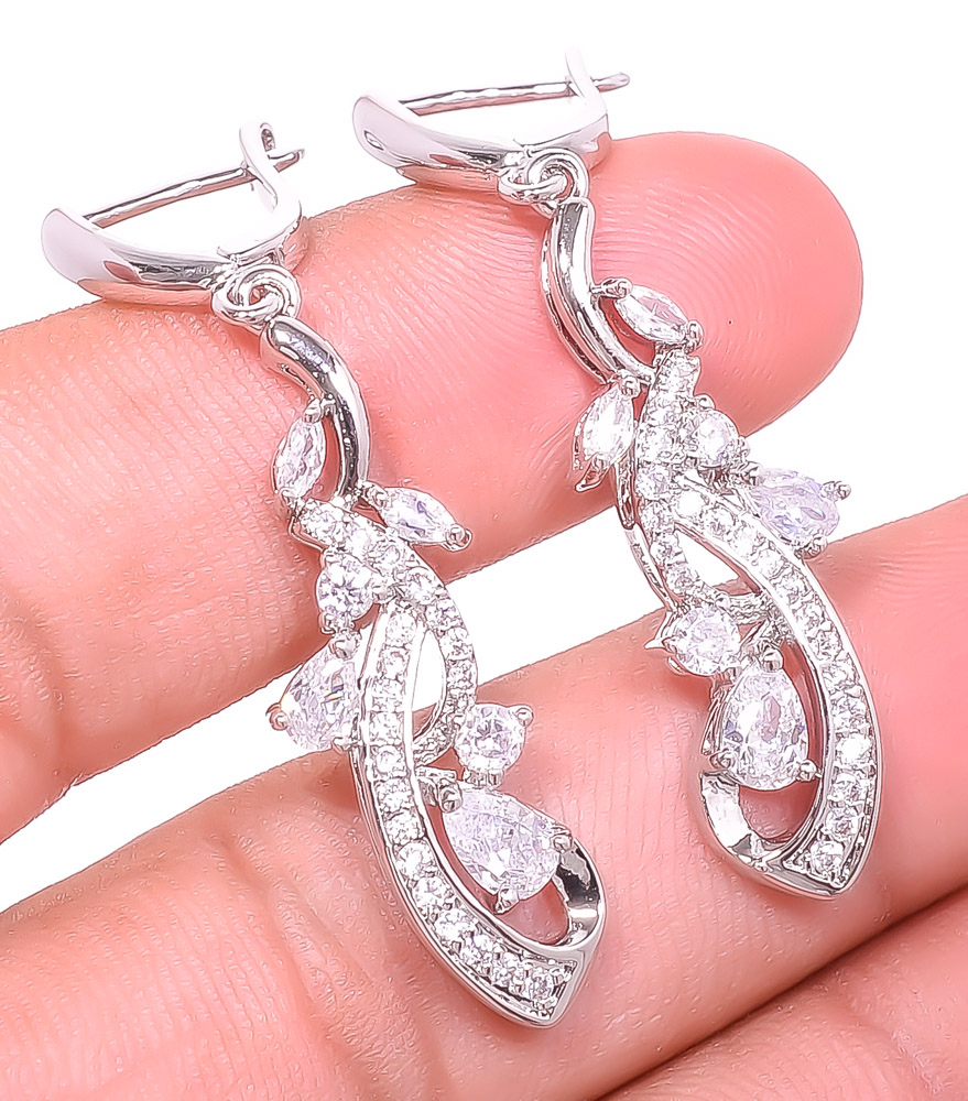 White Topaz 925 Sterling Silver Jewelry Earring 1.87" E6217-395