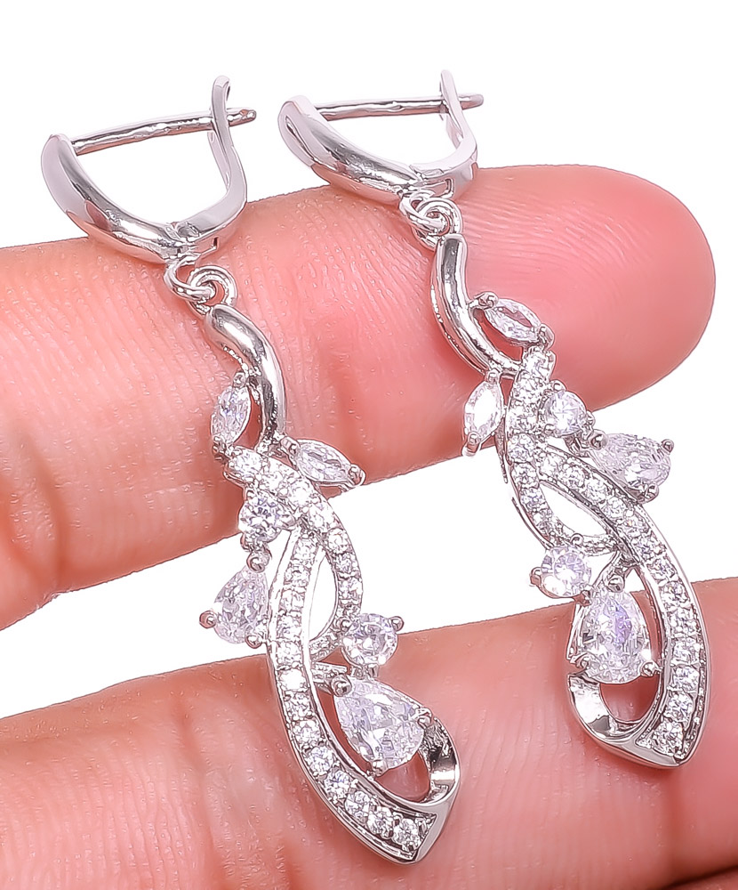 White Topaz 925 Sterling Silver Jewelry Earring 1.87" E6217-397