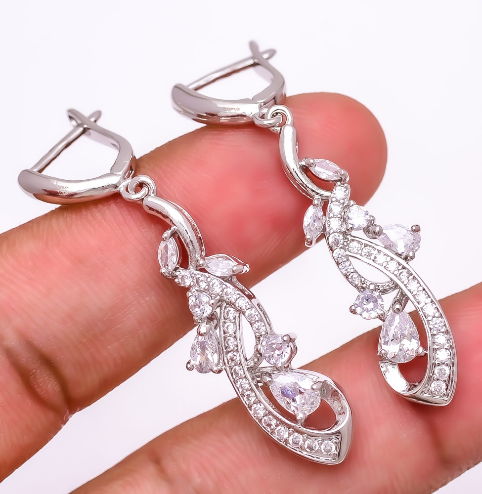 White Topaz 925 Sterling Silver Jewelry Earring 1.87" E6217-398